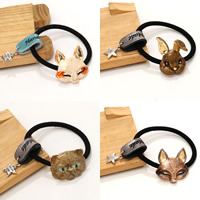 Ponytail Holder Zinc Alloy with PU Leather & Nylon Cord plated & enamel lead & cadmium free 50mm Sold By PC