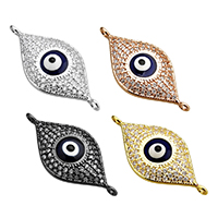 Evil Eye Connector Brass plated micro pave cubic zirconia & enamel & 1/1 loop nickel lead & cadmium free Approx 1mm Sold By Lot