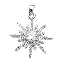 Cubic Zirconia Micro Pave Brass Pendant Flower platinum plated micro pave cubic zirconia nickel lead & cadmium free Approx Sold By Lot