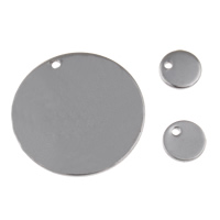 Alliage de zinc plate ronde pendentifs, acier inoxydable, Plat rond, normes différentes pour le choix, couleur originale, Trou:Environ 1mm, Vendu par PC