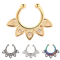 Brass Nose Piercing Jewelry plated with rhinestone nickel lead & cadmium free Sold By PC