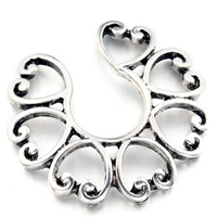 Ниппель кольцо из нержавеющей стали, Нержавеющая сталь 316, Сердце, плакированный цветом под старое серебро, 27mm, продается PC