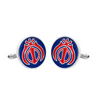 Cufflinks, Tibetan Style, Flat Round, platinum color plated, enamel, lead & cadmium free, 20x20mm, Sold By Pair