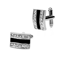 Cufflinks, Tibetan Style, Rectangle, platinum color plated, enamel & with rhinestone, lead & cadmium free, 14x18mm, Sold By PC