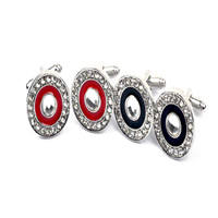 Cufflinks, Tibetan Style, with Glass, Flat Round, platinum color plated, enamel & faceted & with rhinestone, more colors for choice, lead & cadmium free, 20x20mm, Sold By PC