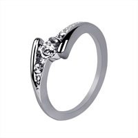 Zinc Alloy Finger Ring platinum color plated & with rhinestone lead & cadmium free Sold By PC