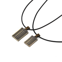 Par halskæde, Zinc Alloy, med Vokset Hamp Cord, med 5cm extender kæde, Abacus, antik bronze farve forgyldt, for par, bly & cadmium fri, 16x24mm-13x20mm, Længde Ca. 15.5 inch, Solgt af par