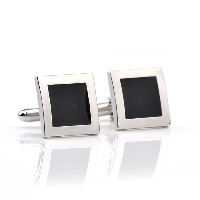 Cufflinks Zinc Alloy Square silver color plated for man & enamel nickel lead & cadmium free Sold By Pair
