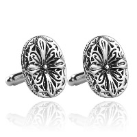 Cufflinks Zinc Alloy Flat Oval antique silver color plated for man nickel lead & cadmium free Sold By Pair