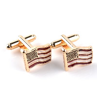 Cufflinks Zinc Alloy Flag gold color plated for man & enamel nickel lead & cadmium free Sold By Pair