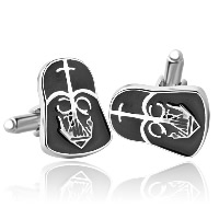 Cufflinks, Tibetan Style, Star Wars Character, silver color plated, for man & enamel, nickel, lead & cadmium free, 18x23mm, Sold By Pair