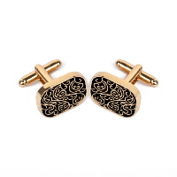 Cufflinks Zinc Alloy Rectangle gold color plated for man & enamel nickel lead & cadmium free Sold By Pair