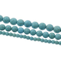 Türkis Perlen, Synthetische Türkis, rund, verschiedene Größen vorhanden, blau, Bohrung:ca. 1mm, Länge:ca. 15.5 ZollInch, verkauft von Tasche