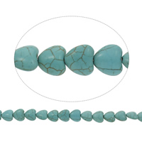 Türkis Perlen, Synthetische Türkis, Herz, verschiedene Größen vorhanden, blau, Bohrung:ca. 1mm, Länge:ca. 15.5 ZollInch, verkauft von Tasche