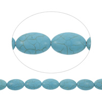 Türkis Perlen, Synthetische Türkis, flachoval, verschiedene Größen vorhanden, blau, Bohrung:ca. 1mm, Länge:ca. 15.5 ZollInch, verkauft von Tasche