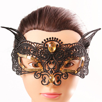 Gothic Augenmaske, Spitze, mit Kunststoff Pailletten & Nylonschnur & Kristall, für Frau & facettierte, frei von Nickel, Blei & Kadmium, 110mm, verkauft von PC