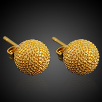 Brass Stud Earring, Round, 18K gold plated, lead & cadmium free, 7x7mm, 6Pairs/Bag, Sold By Bag