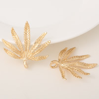 Brass Jewelry Pendants, Leaf, gold color plated, nickel, lead & cadmium free, 41x39mm, Hole:Approx 4mm, 30PCs/Lot, Sold By Lot