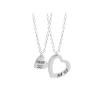 Tibetan Style Puzzle Necklace, Heart, platinum color plated, oval chain & with letter pattern & for woman & enamel, lead & cadmium free, 26x25mm, Length:Approx 15.5 Inch, Sold By Pair