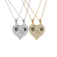 Zinc Alloy Puzzle Friendship Necklace with 5cm extender chain Heart plated oval chain & with letter pattern & for woman & enamel & with rhinestone lead & cadmium free Length Approx 15.5 Inch Sold By Pair