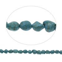 Perles turquoises, turquoise synthétique, pepite, bleu, 12x10mm, Trou:Environ 1mm, Longueur:Environ 15.5 pouce, 10Strandstoron/sac, Environ 37PC/brin, Vendu par sac