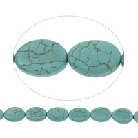Perles turquoises, turquoise synthétique, ovale plat, normes différentes pour le choix, bleu, Trou:Environ 1mm, Longueur:Environ 15.5 pouce, Vendu par sac