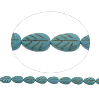 Perles turquoises, turquoise synthétique, feuille, normes différentes pour le choix, bleu, Trou:Environ 1mm, Longueur:Environ 15.5 pouce, Vendu par sac