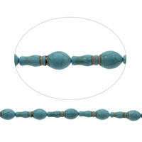 Perles turquoises, turquoise synthétique, vase, bleu, 15x40mm, Trou:Environ 1mm, Longueur Environ 15.5 pouce, 10Strandstoron/sac, Environ 9PC/brin, Vendu par sac