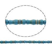 Perles turquoises, turquoise synthétique, bleu, 10x28mm, Trou:Environ 1mm, Longueur:Environ 15.5 pouce, 10Strandstoron/sac, Environ 14PC/brin, Vendu par sac