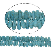 Perles turquoises, turquoise synthétique, larme, bleu, 10x25mm, Trou:Environ 1mm, Longueur:Environ 15.5 pouce, Environ 56Strandstoron/kg, Environ 90PC/brin, Vendu par kg
