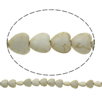 Synthetische Türkis Perle, Herz, verschiedene Größen vorhanden, weiß, Bohrung:ca. 1mm, Länge:ca. 15.5 ZollInch, verkauft von Tasche