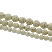 Turquoise Beads, Round, different size for choice, white, Hole:Approx 1mm, Length:Approx 15.5 Inch, Sold By Bag