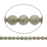 Türkis Perlen, Synthetische Türkis, rund, verschiedene Größen vorhanden & facettierte, weiß, Bohrung:ca. 1mm, Länge:ca. 15.5 ZollInch, verkauft von Tasche