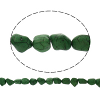 Synthetische Türkis Perle, Klumpen, grün, 12x10mm, Bohrung:ca. 1mm, Länge ca. 15.5 ZollInch, 10SträngeStrang/Tasche, ca. 27PCs/Strang, verkauft von Tasche