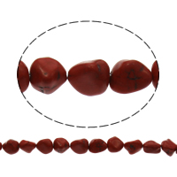 Perline in turchese, turchese sintetico, Pepite, rosso, 12x10mm, Foro:Appross. 1mm, Lunghezza Appross. 15.5 pollice, 10Strandstrefolo/borsa, Appross. 27PC/filo, Venduto da borsa
