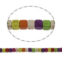 Бусины из бирюзы, Синтетическая бирюза, Куб, разный размер для выбора, разноцветный, отверстие:Приблизительно 1mm, длина:Приблизительно 15.5 дюймовый, продается сумка