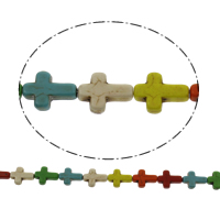 Türkis Perlen, Synthetische Türkis, Kreuz, verschiedene Größen vorhanden, gemischte Farben, Bohrung:ca. 1mm, Länge ca. 15.5 ZollInch, verkauft von Tasche