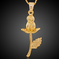 Brass Jewelry Pendants, Flower, 18K gold plated, lead & cadmium free, 13.5x38mm, Hole:Approx 3-5mm, 6PCs/Bag, Sold By Bag