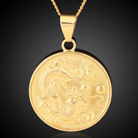 Brass Jewelry Pendants, Flat Round, 18K gold plated, lead & cadmium free, 27x37mm, Hole:Approx 3-5mm, 6PCs/Bag, Sold By Bag