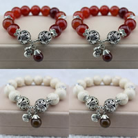 Unisex Bracelet, Gemstone, with Tibetan Style, different materials for choice, 14mm, Sold Per Approx 7.4 Inch Strand