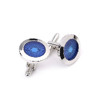 Cufflinks Zinc Alloy Flat Round silver color plated for man & epoxy gel nickel lead & cadmium free Sold By Pair