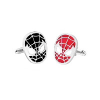 Cufflinks Zinc Alloy Spiderman silver color plated for man & enamel nickel lead & cadmium free Sold By Pair