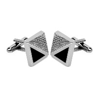 Cufflinks, Tibetan Style, Square, silver color plated, for man & enamel, nickel, lead & cadmium free, 16x16mm, Sold By Pair