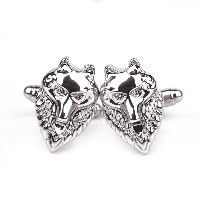 Cufflinks Zinc Alloy Wolf silver color plated for man nickel lead & cadmium free Sold By Pair