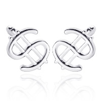 Cufflinks Zinc Alloy Dollar Sign silver color plated for man nickel lead & cadmium free Sold By Pair