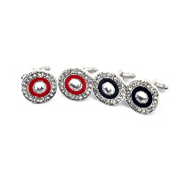 Cufflinks, Tibetan Style, Flat Round, silver color plated, for man & enamel & with rhinestone, more colors for choice, nickel, lead & cadmium free, 20x20mm, Sold By Pair