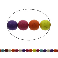 Perles turquoises, turquoise synthétique, Rond, normes différentes pour le choix, couleurs mélangées, Trou:Environ 1mm, Longueur:Environ 15.5 pouce, Vendu par sac