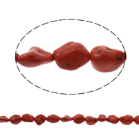 Synthetische Türkis Perle, Klumpen, rot, 12x10mm, Bohrung:ca. 1mm, Länge ca. 15.5 ZollInch, 10SträngeStrang/Tasche, ca. 27PCs/Strang, verkauft von Tasche