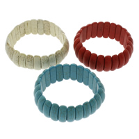 Bracelets turquoises de mode, turquoise synthétique, rectangle, plus de couleurs à choisir, 8x25mm, Longueur:Environ 7.5 pouce, 10Strandstoron/sac, Vendu par sac