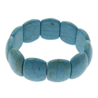 turquoise synthétique bracelet, rectangle, bleu, 18x22x7mm, Longueur:Environ 7.5 pouce, 10Strandstoron/sac, Vendu par sac